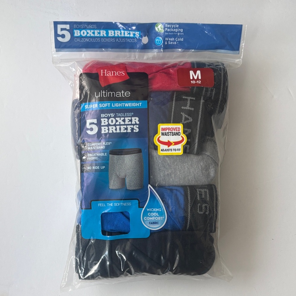 Hanes Boys' Boxer Briefs - Medium 10-12 Super Soft - Opened Never Used